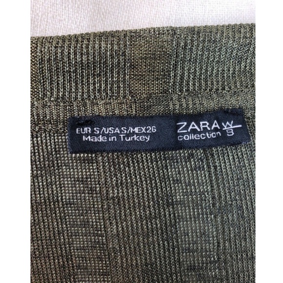 Zara Dress Green See Through Striped Loose Fit - Picture 5 of 5